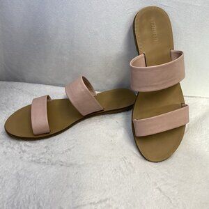 FOREVER 21 Open Toe Straps Faux Leather Sandals Women Size 6 Baby Pink Used
